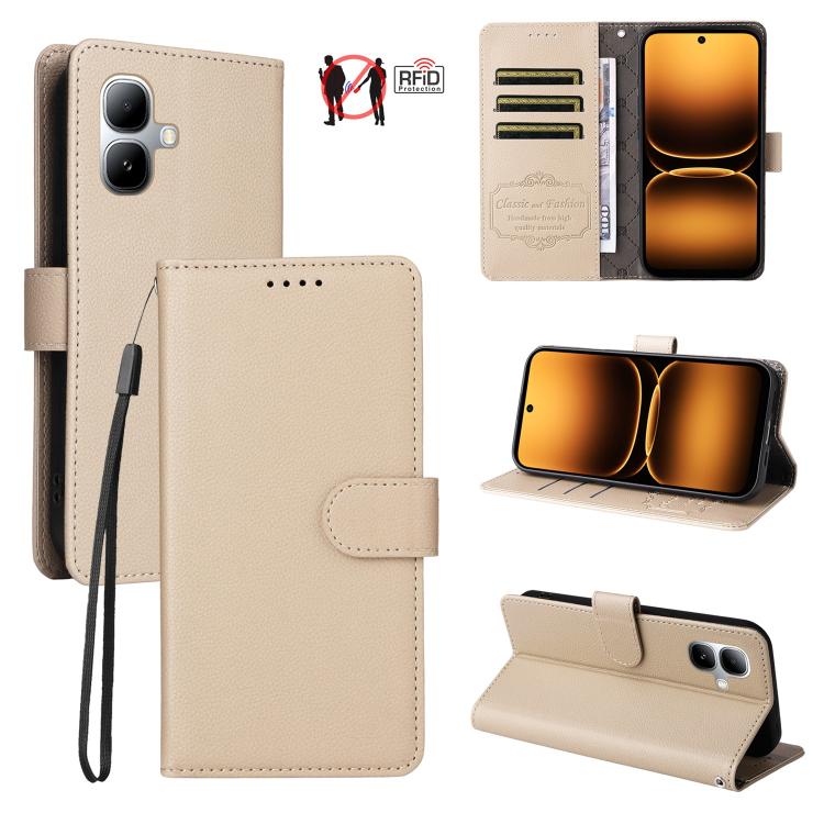 Litchi Texture RFID Blocking 3-Card Wallet Leather Phone Case, For Infinix Smart 20 4G, For Infinix Hot 60 4G / Hot 60i 4G, For Infinix Hot 60 Pro+ 4G, For Infinix Hot 60 Pro 4G, For Infinix Smart 10 Plus 4G, For Infinix Smart 10 4G / Tecno Pop 10     ...