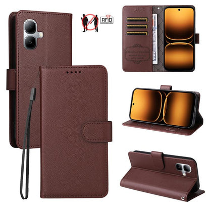 Litchi Texture RFID Blocking 3-Card Wallet Leather Phone Case, For Infinix Smart 20 4G, For Infinix Hot 60 4G / Hot 60i 4G, For Infinix Hot 60 Pro+ 4G, For Infinix Hot 60 Pro 4G, For Infinix Smart 10 Plus 4G, For Infinix Smart 10 4G / Tecno Pop 10     ...