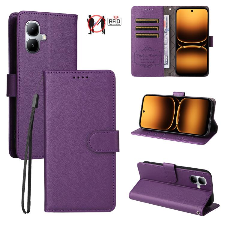 Litchi Texture RFID Blocking 3-Card Wallet Leather Phone Case, For Infinix Smart 20 4G, For Infinix Hot 60 4G / Hot 60i 4G, For Infinix Hot 60 Pro+ 4G, For Infinix Hot 60 Pro 4G, For Infinix Smart 10 Plus 4G, For Infinix Smart 10 4G / Tecno Pop 10     ...