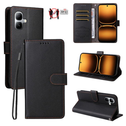 Litchi Texture RFID Blocking 3-Card Wallet Leather Phone Case, For Infinix Smart 20 4G, For Infinix Hot 60 4G / Hot 60i 4G, For Infinix Hot 60 Pro+ 4G, For Infinix Hot 60 Pro 4G, For Infinix Smart 10 Plus 4G, For Infinix Smart 10 4G / Tecno Pop 10     ...