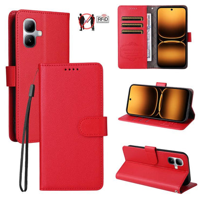 Litchi Texture RFID Blocking 3-Card Wallet Leather Phone Case, For Infinix Smart 20 4G, For Infinix Hot 60 4G / Hot 60i 4G, For Infinix Hot 60 Pro+ 4G, For Infinix Hot 60 Pro 4G, For Infinix Smart 10 Plus 4G, For Infinix Smart 10 4G / Tecno Pop 10     ...