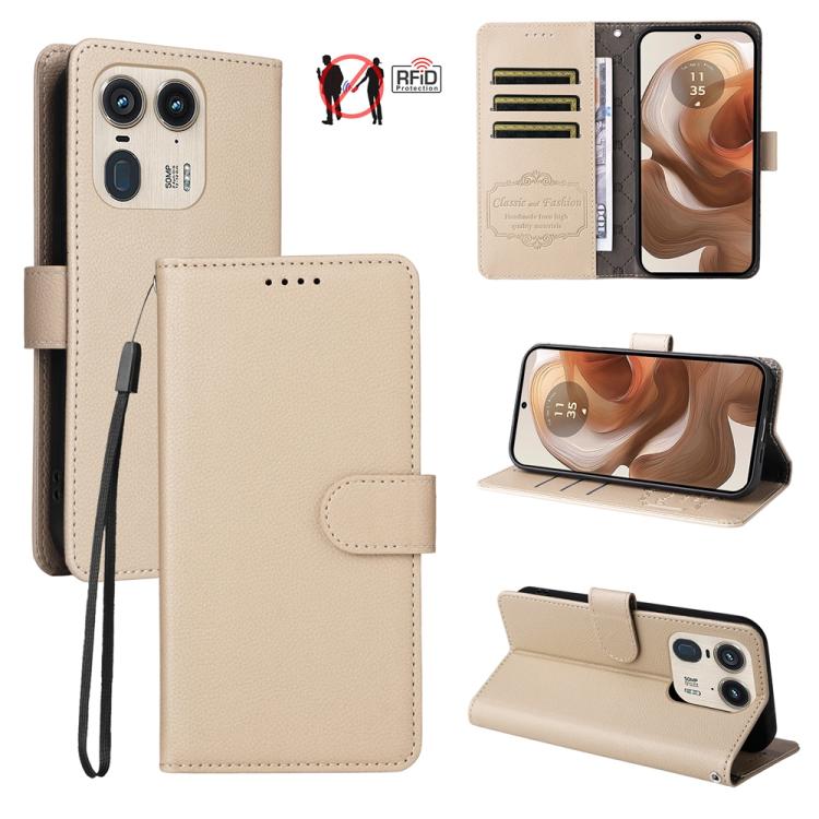 Litchi Texture RFID Blocking 3-Card Wallet Leather Phone Case, For Motorola Moto G55 5G, For Motorola Moto G85 5G / S50 Neo, For Motorola Moto G24 / G04 / G04s / E14, For Motorola Edge 50 Ultra / Moto X50 Ultra