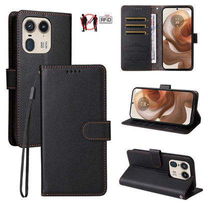 Litchi Texture RFID Blocking 3-Card Wallet Leather Phone Case, For Motorola Moto G55 5G, For Motorola Moto G85 5G / S50 Neo, For Motorola Moto G24 / G04 / G04s / E14, For Motorola Edge 50 Ultra / Moto X50 Ultra