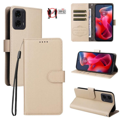 Litchi Texture RFID Blocking 3-Card Wallet Leather Phone Case, For Motorola Moto G55 5G, For Motorola Moto G85 5G / S50 Neo, For Motorola Moto G24 / G04 / G04s / E14, For Motorola Edge 50 Ultra / Moto X50 Ultra