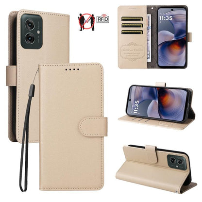 Litchi Texture RFID Blocking 3-Card Wallet Leather Phone Case, For Motorola Moto G55 5G, For Motorola Moto G85 5G / S50 Neo, For Motorola Moto G24 / G04 / G04s / E14, For Motorola Edge 50 Ultra / Moto X50 Ultra