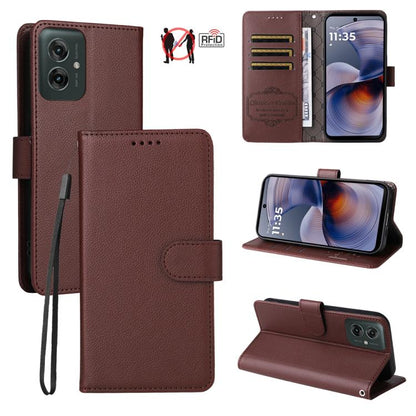 Litchi Texture RFID Blocking 3-Card Wallet Leather Phone Case, For Motorola Moto G55 5G, For Motorola Moto G85 5G / S50 Neo, For Motorola Moto G24 / G04 / G04s / E14, For Motorola Edge 50 Ultra / Moto X50 Ultra
