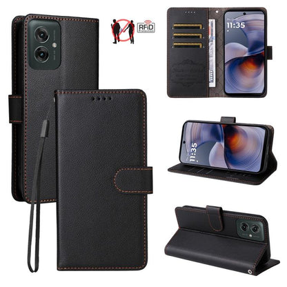 Litchi Texture RFID Blocking 3-Card Wallet Leather Phone Case, For Motorola Moto G55 5G, For Motorola Moto G85 5G / S50 Neo, For Motorola Moto G24 / G04 / G04s / E14, For Motorola Edge 50 Ultra / Moto X50 Ultra