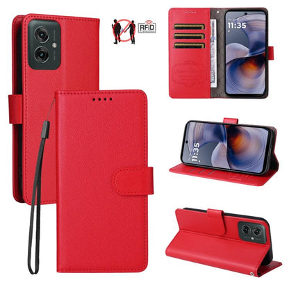 Litchi Texture RFID Blocking 3-Card Wallet Leather Phone Case, For Motorola Moto G55 5G, For Motorola Moto G85 5G / S50 Neo, For Motorola Moto G24 / G04 / G04s / E14, For Motorola Edge 50 Ultra / Moto X50 Ultra