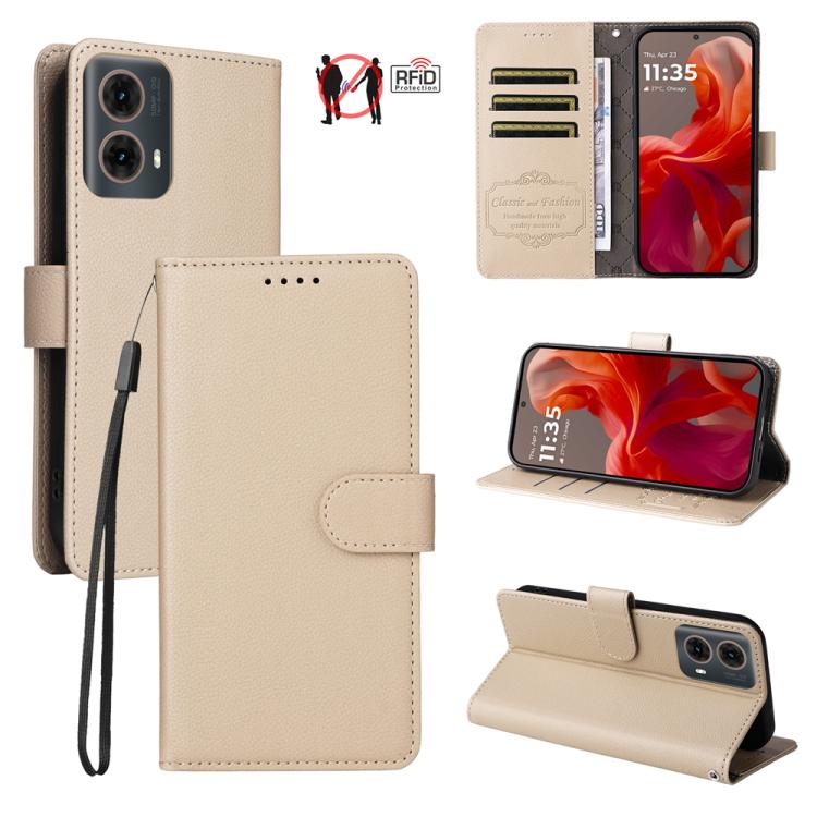 Litchi Texture RFID Blocking 3-Card Wallet Leather Phone Case, For Motorola Moto G55 5G, For Motorola Moto G85 5G / S50 Neo, For Motorola Moto G24 / G04 / G04s / E14, For Motorola Edge 50 Ultra / Moto X50 Ultra