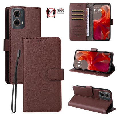 Litchi Texture RFID Blocking 3-Card Wallet Leather Phone Case, For Motorola Moto G55 5G, For Motorola Moto G85 5G / S50 Neo, For Motorola Moto G24 / G04 / G04s / E14, For Motorola Edge 50 Ultra / Moto X50 Ultra