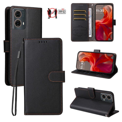 Litchi Texture RFID Blocking 3-Card Wallet Leather Phone Case, For Motorola Moto G55 5G, For Motorola Moto G85 5G / S50 Neo, For Motorola Moto G24 / G04 / G04s / E14, For Motorola Edge 50 Ultra / Moto X50 Ultra