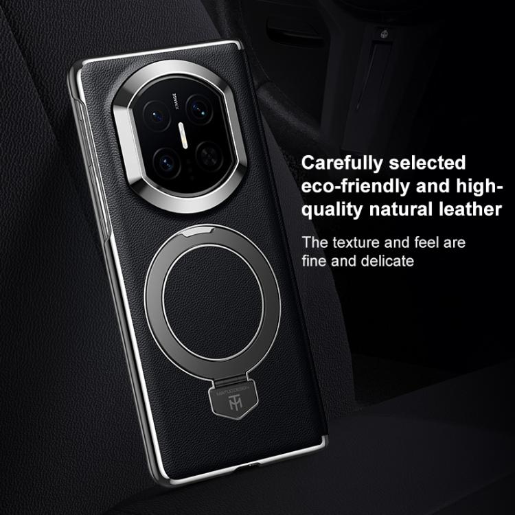 Folding Shaft Plain Leather MagSafe Holder Phone Case, For Huawei Mate X7, For Huawei Mate X6, For Huawei Mate X5, For Huawei Mate X3