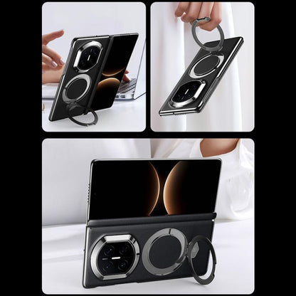 Folding Shaft Plain Leather MagSafe Holder Phone Case, For Huawei Mate X7, For Huawei Mate X6, For Huawei Mate X5, For Huawei Mate X3
