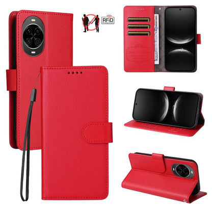 Litchi Texture RFID Blocking 3-Card Wallet Leather Phone Case, For Huawei nova 16 SE 5G, For Huawei nova 16, For Huawei Enjoy 90 Pro Max 5G, For Huawei Enjoy 90 / Enjoy 90 Plus 5G, For Huawei Enjoy 80 Plus, For Huawei nova 15 Pro / nova 15 Ultra       ...