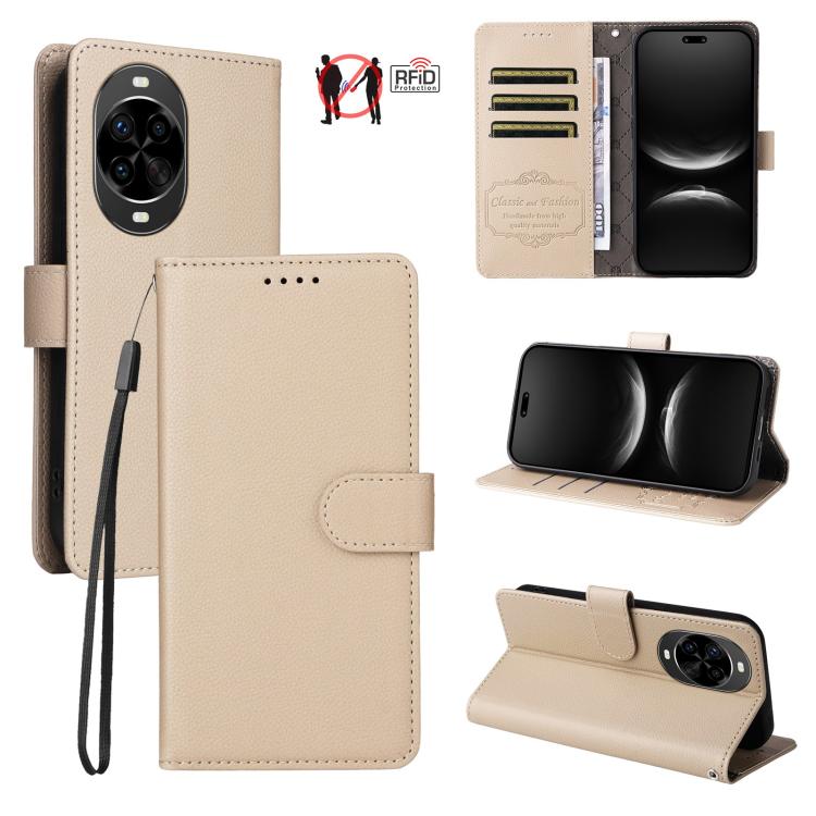 Litchi Texture RFID Blocking 3-Card Wallet Leather Phone Case, For Huawei nova 16 SE 5G, For Huawei nova 16, For Huawei Enjoy 90 Pro Max 5G, For Huawei Enjoy 90 / Enjoy 90 Plus 5G, For Huawei Enjoy 80 Plus, For Huawei nova 15 Pro / nova 15 Ultra       ...