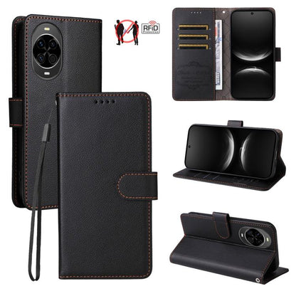 Litchi Texture RFID Blocking 3-Card Wallet Leather Phone Case, For Huawei nova 16 SE 5G, For Huawei nova 16, For Huawei Enjoy 90 Pro Max 5G, For Huawei Enjoy 90 / Enjoy 90 Plus 5G, For Huawei Enjoy 80 Plus, For Huawei nova 15 Pro / nova 15 Ultra       ...
