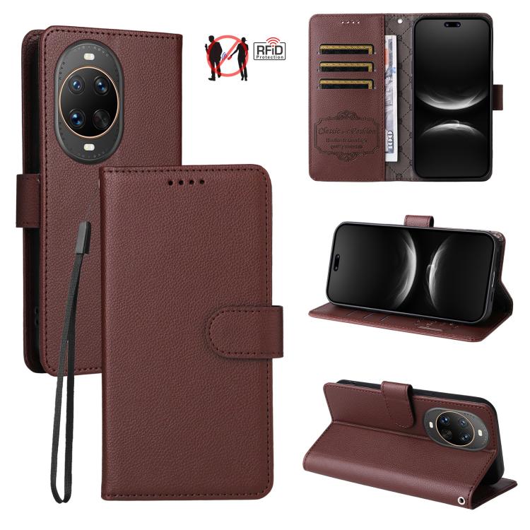 Litchi Texture RFID Blocking 3-Card Wallet Leather Phone Case, For Huawei nova 16 SE 5G, For Huawei nova 16, For Huawei Enjoy 90 Pro Max 5G, For Huawei Enjoy 90 / Enjoy 90 Plus 5G, For Huawei Enjoy 80 Plus, For Huawei nova 15 Pro / nova 15 Ultra       ...
