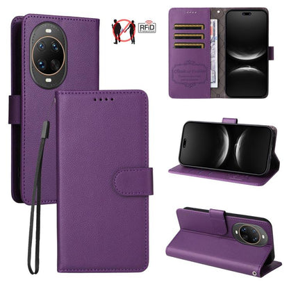 Litchi Texture RFID Blocking 3-Card Wallet Leather Phone Case, For Huawei nova 16 SE 5G, For Huawei nova 16, For Huawei Enjoy 90 Pro Max 5G, For Huawei Enjoy 90 / Enjoy 90 Plus 5G, For Huawei Enjoy 80 Plus, For Huawei nova 15 Pro / nova 15 Ultra       ...