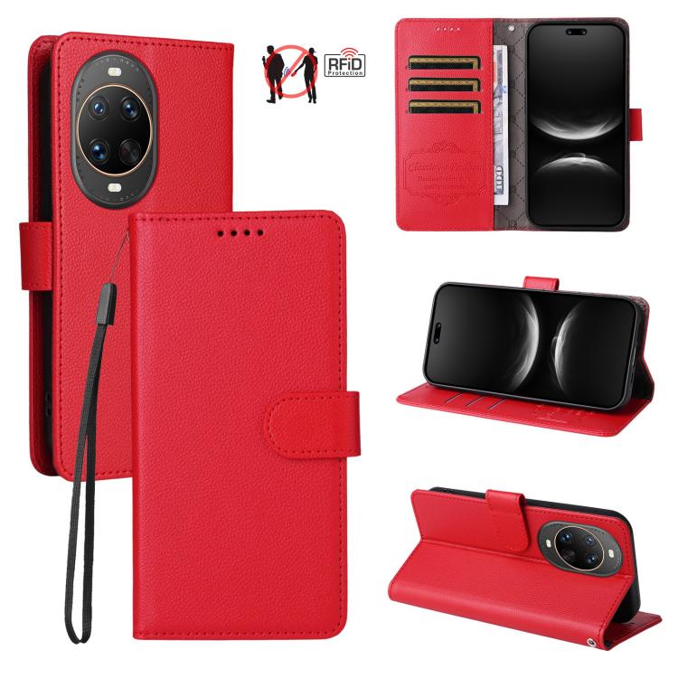 Litchi Texture RFID Blocking 3-Card Wallet Leather Phone Case, For Huawei nova 16 SE 5G, For Huawei nova 16, For Huawei Enjoy 90 Pro Max 5G, For Huawei Enjoy 90 / Enjoy 90 Plus 5G, For Huawei Enjoy 80 Plus, For Huawei nova 15 Pro / nova 15 Ultra       ...