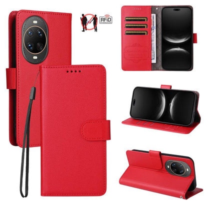 Litchi Texture RFID Blocking 3-Card Wallet Leather Phone Case, For Huawei nova 16 SE 5G, For Huawei nova 16, For Huawei Enjoy 90 Pro Max 5G, For Huawei Enjoy 90 / Enjoy 90 Plus 5G, For Huawei Enjoy 80 Plus, For Huawei nova 15 Pro / nova 15 Ultra       ...