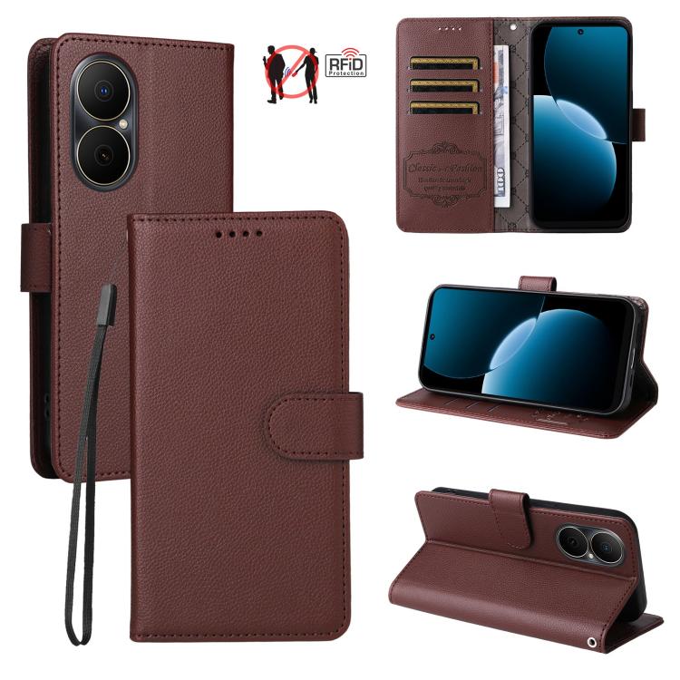 Litchi Texture RFID Blocking 3-Card Wallet Leather Phone Case, For Huawei nova 16 SE 5G, For Huawei nova 16, For Huawei Enjoy 90 Pro Max 5G, For Huawei Enjoy 90 / Enjoy 90 Plus 5G, For Huawei Enjoy 80 Plus, For Huawei nova 15 Pro / nova 15 Ultra       ...
