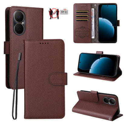 Litchi Texture RFID Blocking 3-Card Wallet Leather Phone Case, For Huawei nova 16 SE 5G, For Huawei nova 16, For Huawei Enjoy 90 Pro Max 5G, For Huawei Enjoy 90 / Enjoy 90 Plus 5G, For Huawei Enjoy 80 Plus, For Huawei nova 15 Pro / nova 15 Ultra       ...