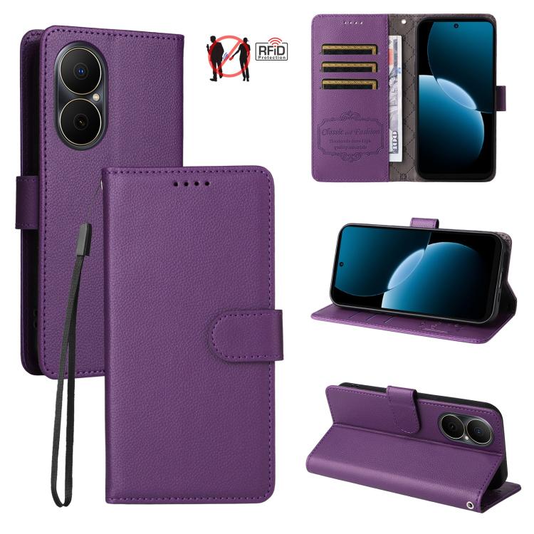 Litchi Texture RFID Blocking 3-Card Wallet Leather Phone Case, For Huawei nova 16 SE 5G, For Huawei nova 16, For Huawei Enjoy 90 Pro Max 5G, For Huawei Enjoy 90 / Enjoy 90 Plus 5G, For Huawei Enjoy 80 Plus, For Huawei nova 15 Pro / nova 15 Ultra       ...