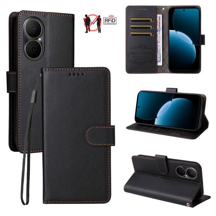 Litchi Texture RFID Blocking 3-Card Wallet Leather Phone Case, For Huawei nova 16 SE 5G, For Huawei nova 16, For Huawei Enjoy 90 Pro Max 5G, For Huawei Enjoy 90 / Enjoy 90 Plus 5G, For Huawei Enjoy 80 Plus, For Huawei nova 15 Pro / nova 15 Ultra       ...