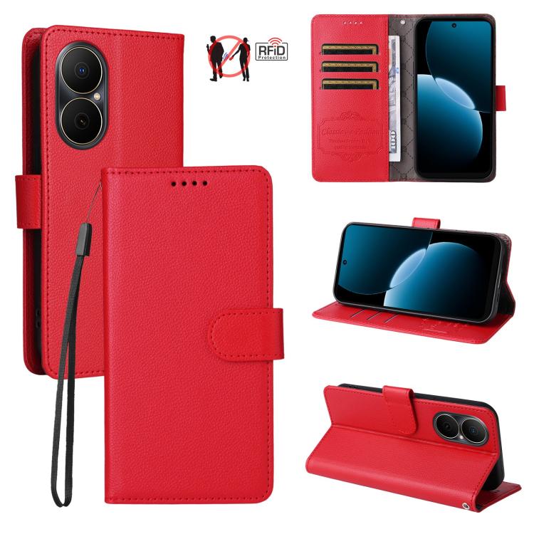 Litchi Texture RFID Blocking 3-Card Wallet Leather Phone Case, For Huawei nova 16 SE 5G, For Huawei nova 16, For Huawei Enjoy 90 Pro Max 5G, For Huawei Enjoy 90 / Enjoy 90 Plus 5G, For Huawei Enjoy 80 Plus, For Huawei nova 15 Pro / nova 15 Ultra       ...