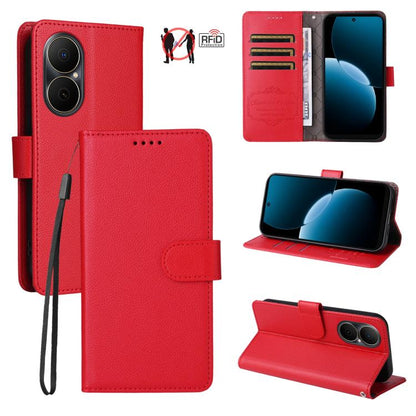 Litchi Texture RFID Blocking 3-Card Wallet Leather Phone Case, For Huawei nova 16 SE 5G, For Huawei nova 16, For Huawei Enjoy 90 Pro Max 5G, For Huawei Enjoy 90 / Enjoy 90 Plus 5G, For Huawei Enjoy 80 Plus, For Huawei nova 15 Pro / nova 15 Ultra       ...