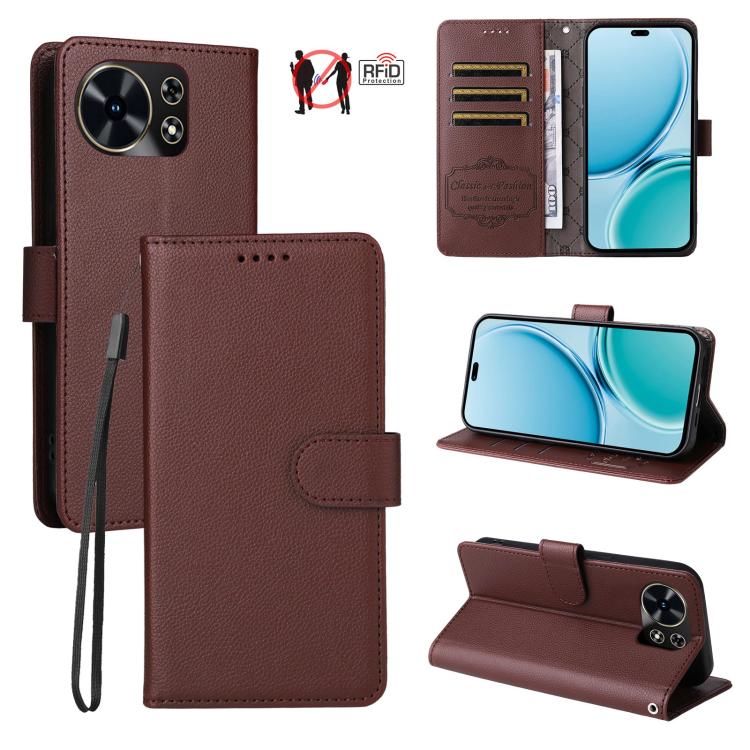 Litchi Texture RFID Blocking 3-Card Wallet Leather Phone Case, For Huawei nova 16 SE 5G, For Huawei nova 16, For Huawei Enjoy 90 Pro Max 5G, For Huawei Enjoy 90 / Enjoy 90 Plus 5G, For Huawei Enjoy 80 Plus, For Huawei nova 15 Pro / nova 15 Ultra       ...