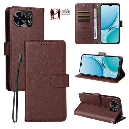 Litchi Texture RFID Blocking 3-Card Wallet Leather Phone Case, For Huawei nova 16 SE 5G, For Huawei nova 16, For Huawei Enjoy 90 Pro Max 5G, For Huawei Enjoy 90 / Enjoy 90 Plus 5G, For Huawei Enjoy 80 Plus, For Huawei nova 15 Pro / nova 15 Ultra       ...
