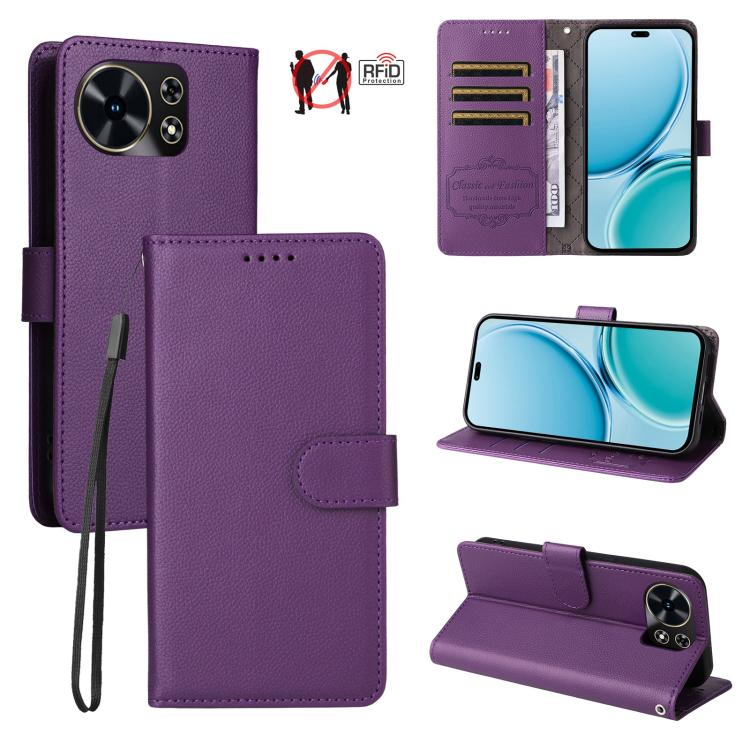 Litchi Texture RFID Blocking 3-Card Wallet Leather Phone Case, For Huawei nova 16 SE 5G, For Huawei nova 16, For Huawei Enjoy 90 Pro Max 5G, For Huawei Enjoy 90 / Enjoy 90 Plus 5G, For Huawei Enjoy 80 Plus, For Huawei nova 15 Pro / nova 15 Ultra       ...