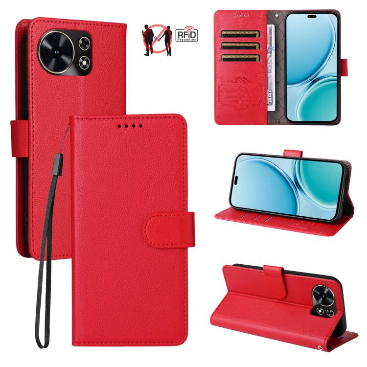 Litchi Texture RFID Blocking 3-Card Wallet Leather Phone Case, For Huawei nova 16 SE 5G, For Huawei nova 16, For Huawei Enjoy 90 Pro Max 5G, For Huawei Enjoy 90 / Enjoy 90 Plus 5G, For Huawei Enjoy 80 Plus, For Huawei nova 15 Pro / nova 15 Ultra       ...