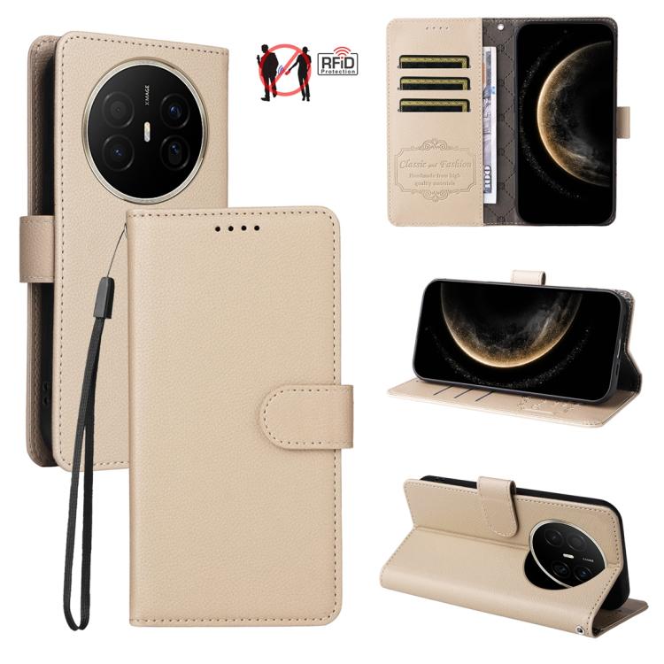 Litchi Texture RFID Blocking 3-Card Wallet Leather Phone Case, For Huawei nova 16 SE 5G, For Huawei nova 16, For Huawei Enjoy 90 Pro Max 5G, For Huawei Enjoy 90 / Enjoy 90 Plus 5G, For Huawei Enjoy 80 Plus, For Huawei nova 15 Pro / nova 15 Ultra       ...