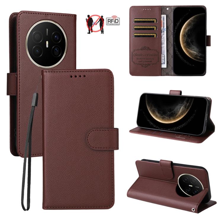 Litchi Texture RFID Blocking 3-Card Wallet Leather Phone Case, For Huawei nova 16 SE 5G, For Huawei nova 16, For Huawei Enjoy 90 Pro Max 5G, For Huawei Enjoy 90 / Enjoy 90 Plus 5G, For Huawei Enjoy 80 Plus, For Huawei nova 15 Pro / nova 15 Ultra       ...
