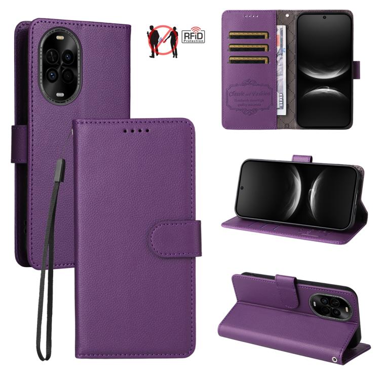 Litchi Texture RFID Blocking 3-Card Wallet Leather Phone Case, For Huawei nova 16 SE 5G, For Huawei nova 16, For Huawei Enjoy 90 Pro Max 5G, For Huawei Enjoy 90 / Enjoy 90 Plus 5G, For Huawei Enjoy 80 Plus, For Huawei nova 15 Pro / nova 15 Ultra       ...