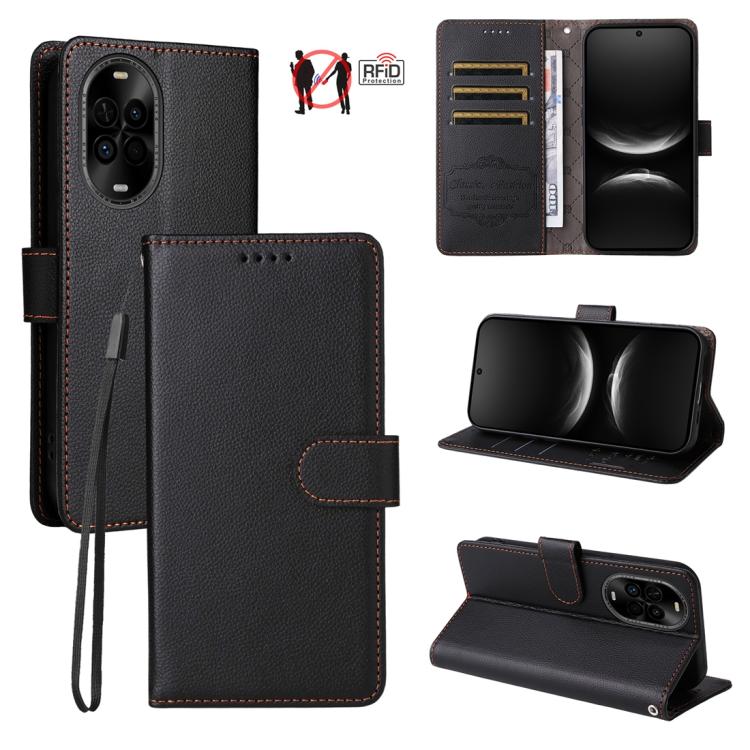 Litchi Texture RFID Blocking 3-Card Wallet Leather Phone Case, For Huawei nova 16 SE 5G, For Huawei nova 16, For Huawei Enjoy 90 Pro Max 5G, For Huawei Enjoy 90 / Enjoy 90 Plus 5G, For Huawei Enjoy 80 Plus, For Huawei nova 15 Pro / nova 15 Ultra       ...