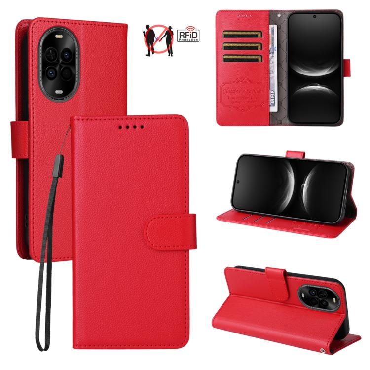Litchi Texture RFID Blocking 3-Card Wallet Leather Phone Case, For Huawei nova 16 SE 5G, For Huawei nova 16, For Huawei Enjoy 90 Pro Max 5G, For Huawei Enjoy 90 / Enjoy 90 Plus 5G, For Huawei Enjoy 80 Plus, For Huawei nova 15 Pro / nova 15 Ultra       ...