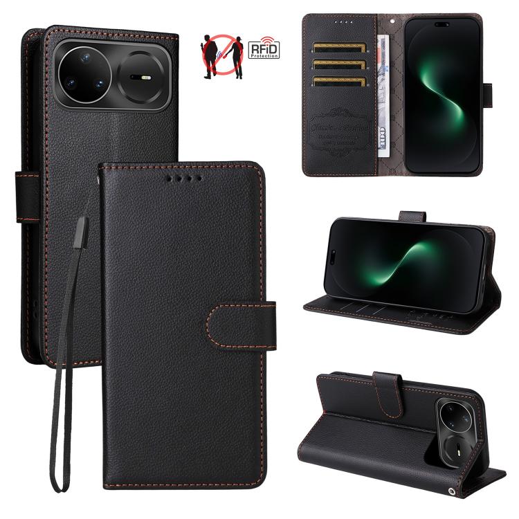 Litchi Texture RFID Blocking 3-Card Wallet Leather Phone Case, For Huawei nova 16 SE 5G, For Huawei nova 16, For Huawei Enjoy 90 Pro Max 5G, For Huawei Enjoy 90 / Enjoy 90 Plus 5G, For Huawei Enjoy 80 Plus, For Huawei nova 15 Pro / nova 15 Ultra       ...
