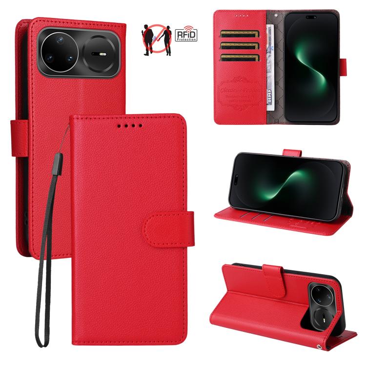Litchi Texture RFID Blocking 3-Card Wallet Leather Phone Case, For Huawei nova 16 SE 5G, For Huawei nova 16, For Huawei Enjoy 90 Pro Max 5G, For Huawei Enjoy 90 / Enjoy 90 Plus 5G, For Huawei Enjoy 80 Plus, For Huawei nova 15 Pro / nova 15 Ultra       ...