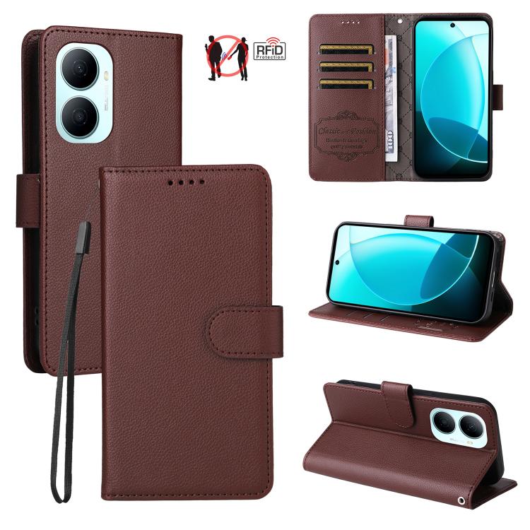 Litchi Texture RFID Blocking 3-Card Wallet Leather Phone Case, For Huawei nova 16 SE 5G, For Huawei nova 16, For Huawei Enjoy 90 Pro Max 5G, For Huawei Enjoy 90 / Enjoy 90 Plus 5G, For Huawei Enjoy 80 Plus, For Huawei nova 15 Pro / nova 15 Ultra       ...