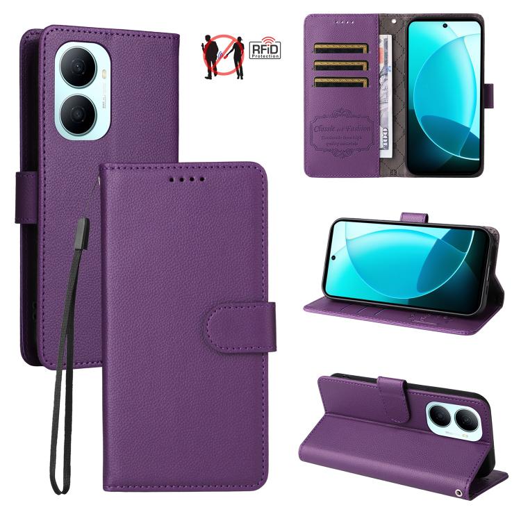 Litchi Texture RFID Blocking 3-Card Wallet Leather Phone Case, For Huawei nova 16 SE 5G, For Huawei nova 16, For Huawei Enjoy 90 Pro Max 5G, For Huawei Enjoy 90 / Enjoy 90 Plus 5G, For Huawei Enjoy 80 Plus, For Huawei nova 15 Pro / nova 15 Ultra       ...