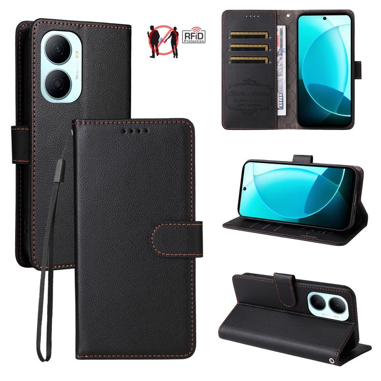 Litchi Texture RFID Blocking 3-Card Wallet Leather Phone Case, For Huawei nova 16 SE 5G, For Huawei nova 16, For Huawei Enjoy 90 Pro Max 5G, For Huawei Enjoy 90 / Enjoy 90 Plus 5G, For Huawei Enjoy 80 Plus, For Huawei nova 15 Pro / nova 15 Ultra       ...