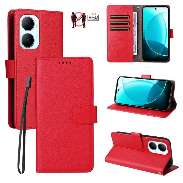Litchi Texture RFID Blocking 3-Card Wallet Leather Phone Case, For Huawei nova 16 SE 5G, For Huawei nova 16, For Huawei Enjoy 90 Pro Max 5G, For Huawei Enjoy 90 / Enjoy 90 Plus 5G, For Huawei Enjoy 80 Plus, For Huawei nova 15 Pro / nova 15 Ultra       ...