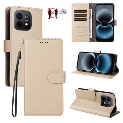 Litchi Texture RFID Blocking 3-Card Wallet Leather Phone Case, For Huawei nova 16 SE 5G, For Huawei nova 16, For Huawei Enjoy 90 Pro Max 5G, For Huawei Enjoy 90 / Enjoy 90 Plus 5G, For Huawei Enjoy 80 Plus, For Huawei nova 15 Pro / nova 15 Ultra       ...