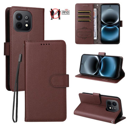 Litchi Texture RFID Blocking 3-Card Wallet Leather Phone Case, For Huawei nova 16 SE 5G, For Huawei nova 16, For Huawei Enjoy 90 Pro Max 5G, For Huawei Enjoy 90 / Enjoy 90 Plus 5G, For Huawei Enjoy 80 Plus, For Huawei nova 15 Pro / nova 15 Ultra       ...