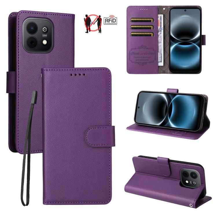Litchi Texture RFID Blocking 3-Card Wallet Leather Phone Case, For Huawei nova 16 SE 5G, For Huawei nova 16, For Huawei Enjoy 90 Pro Max 5G, For Huawei Enjoy 90 / Enjoy 90 Plus 5G, For Huawei Enjoy 80 Plus, For Huawei nova 15 Pro / nova 15 Ultra       ...
