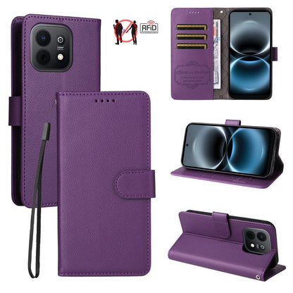 Litchi Texture RFID Blocking 3-Card Wallet Leather Phone Case, For Huawei nova 16 SE 5G, For Huawei nova 16, For Huawei Enjoy 90 Pro Max 5G, For Huawei Enjoy 90 / Enjoy 90 Plus 5G, For Huawei Enjoy 80 Plus, For Huawei nova 15 Pro / nova 15 Ultra       ...
