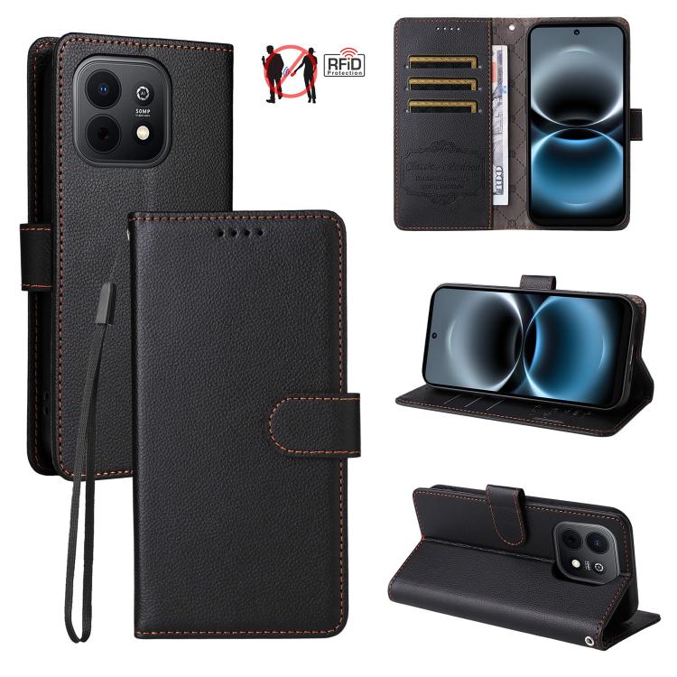 Litchi Texture RFID Blocking 3-Card Wallet Leather Phone Case, For Huawei nova 16 SE 5G, For Huawei nova 16, For Huawei Enjoy 90 Pro Max 5G, For Huawei Enjoy 90 / Enjoy 90 Plus 5G, For Huawei Enjoy 80 Plus, For Huawei nova 15 Pro / nova 15 Ultra       ...